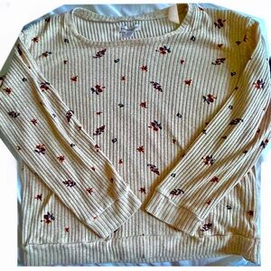 Floral Cream ribbed Sweater